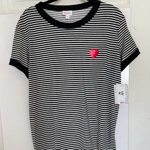 Lularoe Liv- Striped with heart